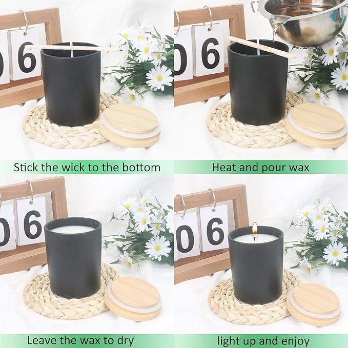 MILIVIXAY 20 Pack 7 OZ Matte Black Thick Glass Candle Jars with Lids - Bulk Empty Candle Jars for Making Candles - Spice, Powder Containers.