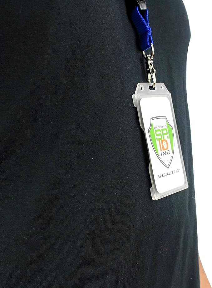 Heavy Duty 2-Sided Rigid Multi Card Holder - Hard Plastic Vertical ID Badge Holders for 2 Standard or Thick Prox Cards, Fuel Card, CAC, Work Badge by Specialist ID, Sold Individually (Clear)