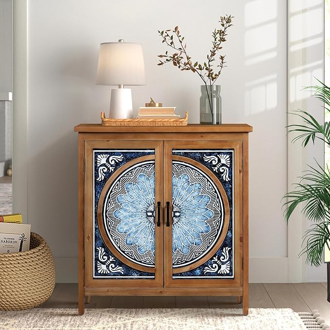 PHI VILLA Small Accent Cabinet with Doors, Stylish Storage Sideboard Credenza for Living Room & Entryway
