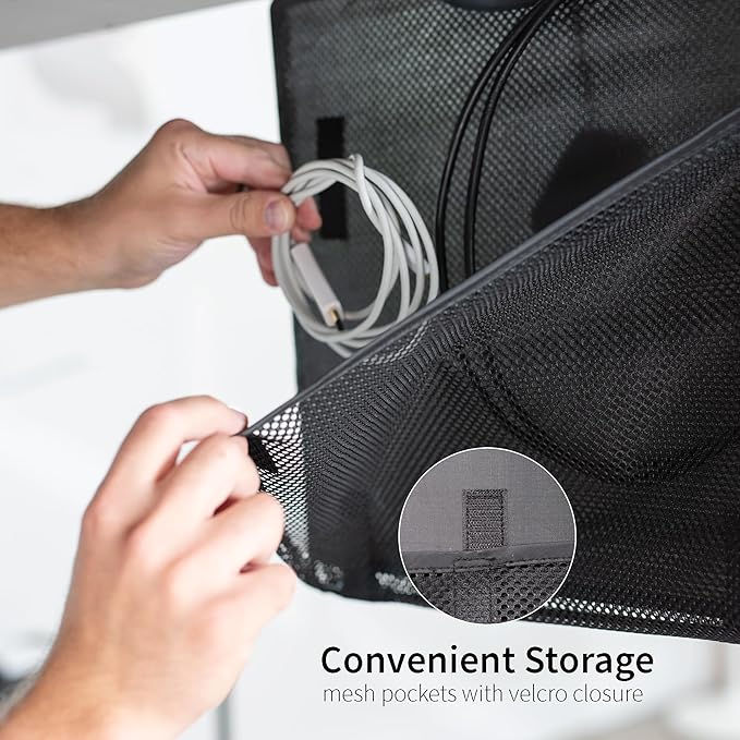 VIVO Black 30 inch Under Desk Privacy and Cable Management Organizer Sleeve, Wire Hider Kit Panel System, DESK-SKIRT-30