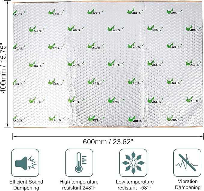uxcell 10pcs 80mil 25sqft Car Sound Deadener Heat Insulation Mat Butyl Pad Damping Self Adhesive Deadening Material Door Roof Floor Automobile Sound Barrier