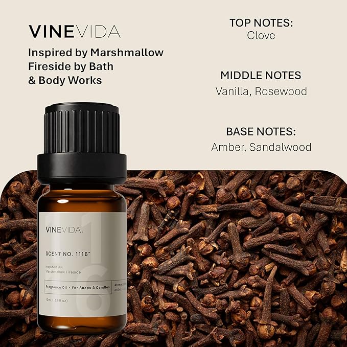 VINEVIDA [0.33oz] Marshmallow Fireside Fragrance Oil for Candle Making and Soap Making - Premium Candle Scents for Soy Candles