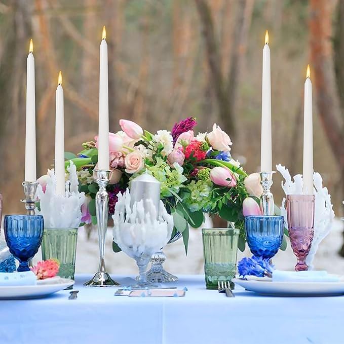 Dripless Gardenia Scented Classic White Taper Candles Smokeless Long Lasting Burn Elegant Tall 10 Inch Candlesticks for Home Décor Anniversary Celebrations Romantic Evenings