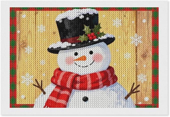 AIVKIEJK Diamond Painting Kits for Adults - Festive Snowman Red Scarf Painting DIY 5D Full Drill Diamond Dots Paintings with Diamonds Gem Art and Crafts Home Decor 8"x12"