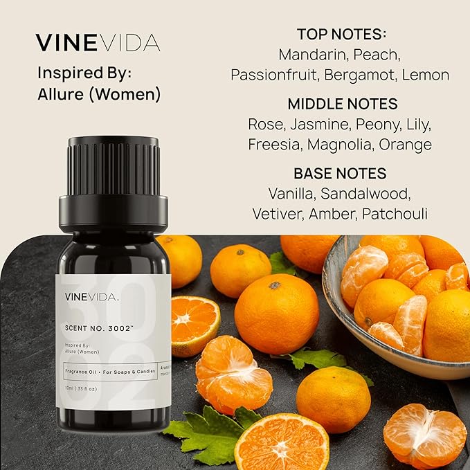 VINEVIDA Scent NO. 3002 Fragrance Oil - 10mL - Inspired by: Allure (Women); Candle Fragrance Oil for Soy Candles - Soap Making Scents