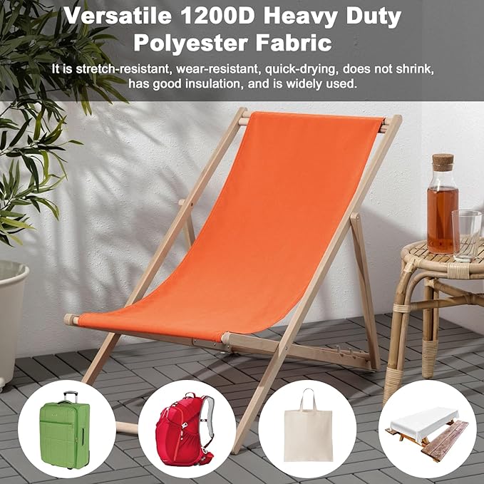 Thickened Waterproof Canvas Fabric by The Yard, 1200D 58" W Outdoor Upholstery Material Heavy Duty Fabric Water Resistant Sewing Material for Chair Patio Cushion Purse Bag, 1 Yard Orange