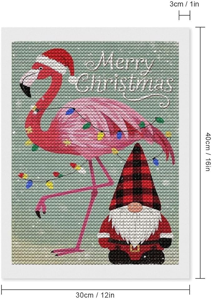 AIVKIEJK Diamond Painting Kits for Adults - Festive Flamingo Christmas Santa Hat Painting DIY 5D Full Drill Diamond Dots Paintings with Diamonds Gem Art and Crafts Home Decor 12"x16"