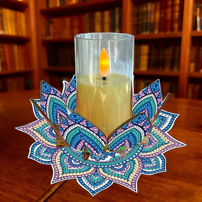 5D DIY Diamond Art Painting PVC Flower Candle Holders Tealight/Tea Light/Votive Candle Holder, for Table Centerpiece Home Décor Party Wedding Dinning-Flower-5