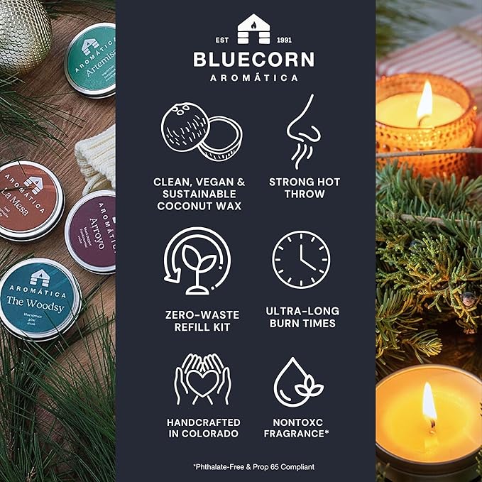 Bluecorn Aromática Pumpkin Spice Scented Candle Refill Kit – Cinnamon, Nutmeg, & Cardamom | Essential Oils | Clean-Burning Coconut Wax | 100% Compostable Pouch | DIY Candle Refill | Made in USA