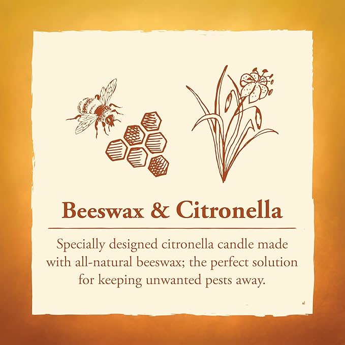 Candle by the Hour 80-Hour Citronella Candle Refill, Eco-friendly Natural Beeswax with Cotton Wick,Yellow