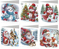 6 Pack Christmas DIY Rhinestone Painting Greeting Set, Snowman Santa Diamond Art with Envelopes, Holiday Gift for Family Friends