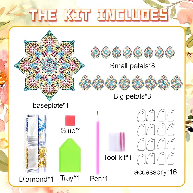 5D DIY Diamond Art Painting PVC Flower Candle Holders Tealight/Tea Light/Votive Candle Holder, for Table Centerpiece Home Décor Party Wedding Dinning-Flower03