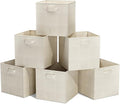 Home-Complete 6-Pack Storage Bins Set - Collapsible, Foldable Cube Organization for Shelves and Cubbies in Homes, Offices, and Nurseries (Beige)