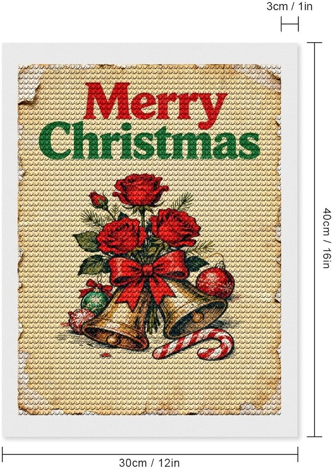 AIVKIEJK Diamond Painting Kits for Adults - Merry Christmas Santa, Holly & Vintage Painting DIY 5D Full Drill Diamond Dots Paintings with Diamonds Gem Art and Crafts Home Decor 12"x16"
