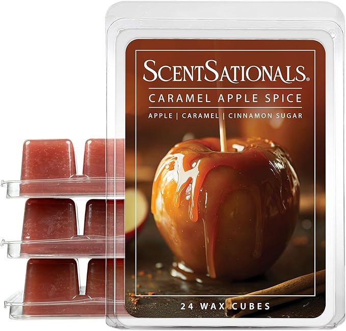 Scentsationals Wax Melts, Wax Cubes Strong Scent - Harvest Core Collection 2 Caramel Apple Spice - Long Lasting Scented for Warmer, 10oz (24-Cubes)