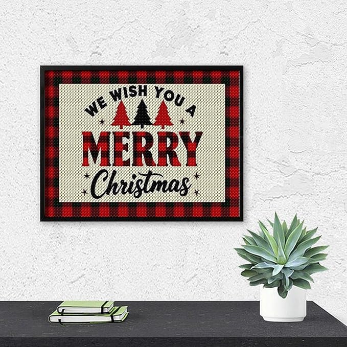 AIVKIEJK Diamond Painting Kits for Adults - Merry Christmas Welcome Painting DIY 5D Full Drill Diamond Dots Paintings with Diamonds Gem Art and Crafts Home Decor 12"x16"