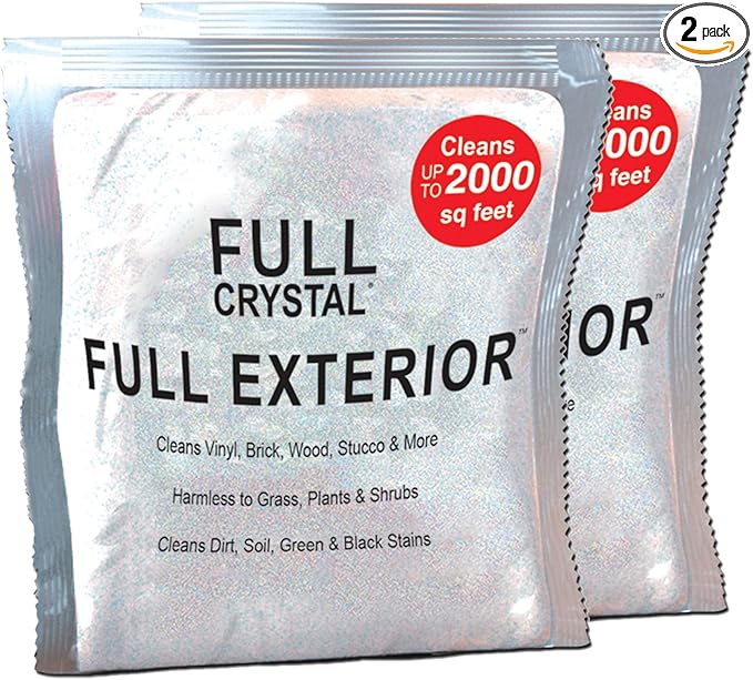 Full Exterior Refill Kit – Crystal Powder Outdoor Cleaner Packets, 8 oz, Each 4 oz Bag Makes Up to 640 fl oz, Non-Toxic, No Scrub, No Rinse Cleaning Solution