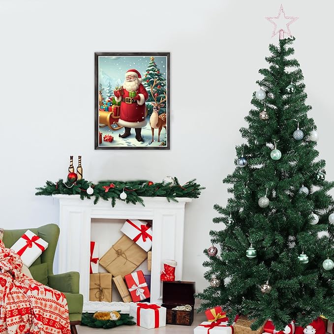 DOMROM Christmas Diamond Painting Kits, Santa Claus 5D Diamond Art Kits,Gem Art Painting with Diamonds Dots, Arts and Crafts for Beginners Adult Wall Decor 12 x 16inch