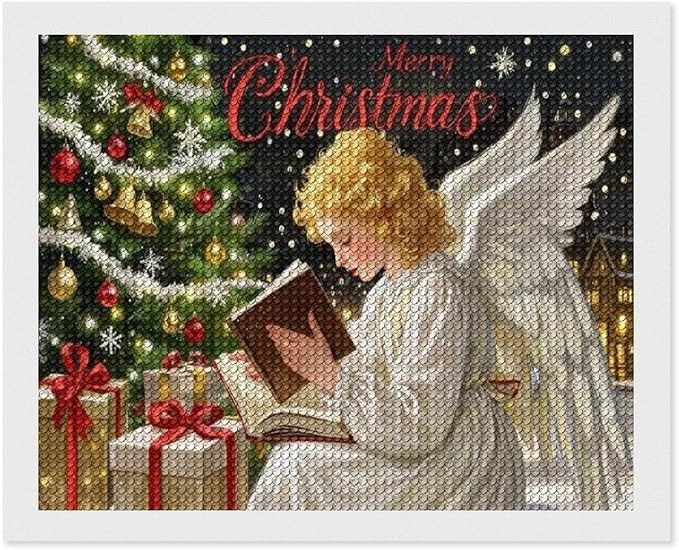 AIVKIEJK Diamond Painting Kits for Adults - Merry Christmas Angel Welcome Painting DIY 5D Full Drill Diamond Dots Paintings with Diamonds Gem Art and Crafts Home Decor 16"x20"