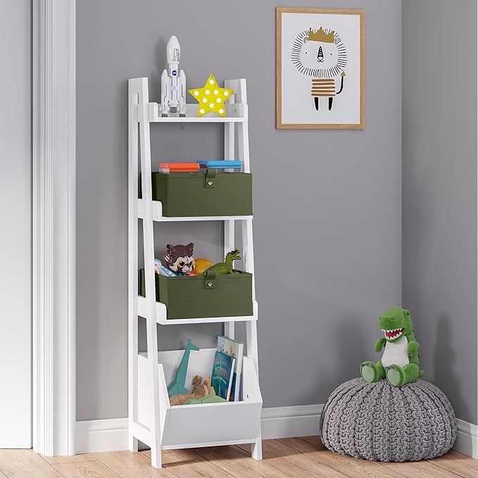 RiverRidge Kids 2pc Folding Storage Bins Set - 10.5” Bin Organizer with Handles - Olive Closet Organizer and Storage for Toys, Games, Shoes - Foldable Cube Storage Organizer Bins for Playroom, Nursery