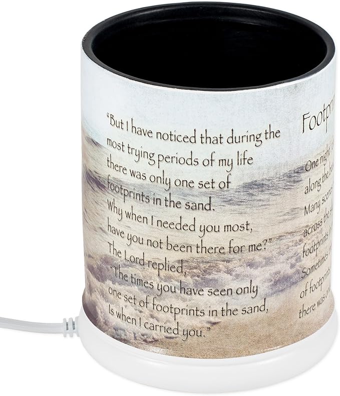 Elanze Designs Footprints in The Sand Ceramic Stoneware Electric Large Jar Candle Warmer