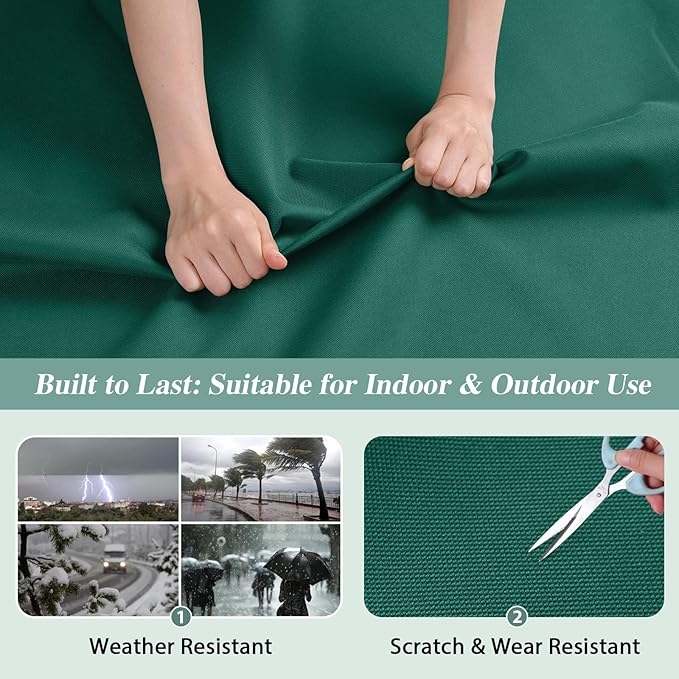 ANMINY 100% Waterproof Outdoor Fabric 5 Yards, 58" W 600D Marine Canvas Fabric with PVC Backing, Ripstop Upholstery Material by The Yard for Furniture Boat Covers Tent Awning, Emerald