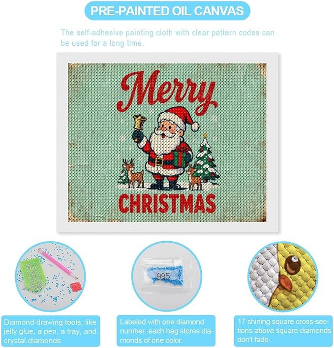 AIVKIEJK Diamond Painting Kits for Adults - Christmas Painting DIY 5D Full Drill Diamond Dots Paintings with Diamonds Gem Art and Crafts Home Decor 16"x20"
