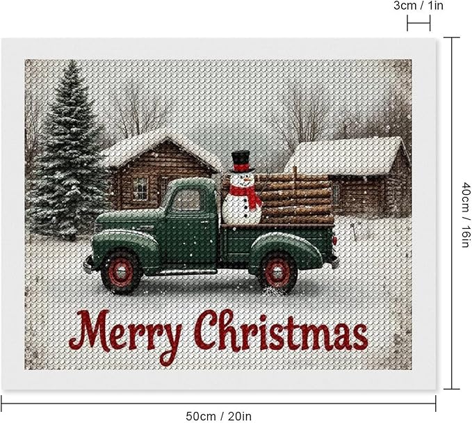 AIVKIEJK Diamond Painting Kits for Adults - Christmas Truck with Snowman & Cabin Winter Painting DIY 5D Full Drill Diamond Dots Paintings with Diamonds Gem Art and Crafts Home Decor 16"x20"