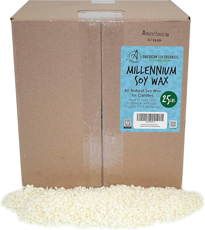 American Soy Organics Millennium Wax - 25 lb Bag of Natural Soy Wax for Candle Making