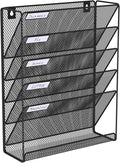 BOHDK Hanging Folder Organizer Mesh 6 Tier, Wall File Organizer Hanging Paper Organizer, Wall Mount Mail Storage, Office Organization and Storage Rack for Home Office, Black