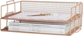 BLU MONACO | Rose Gold Mesh Paper Tray Set of 2 | Stackable Letter Trays for Desk Organization | Durable Metal Document Holder & Workspace File Storage