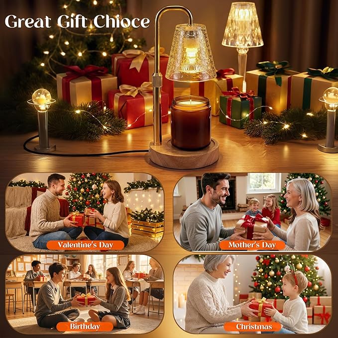 Glimra Candle Warmer Lamp Electric Timer,Candles Wax Melt Lamp for Jar Candles,Adjustable Candle Warmer Birthday Gifts,for Mom Women Friend Sister,Office Apartment Dorm Room Home Decor Amber