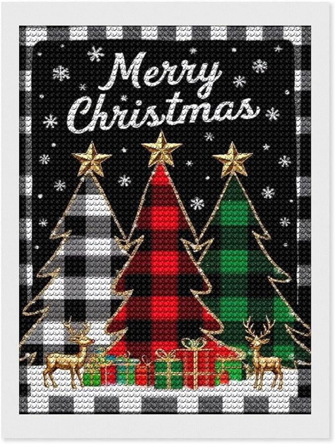 AIVKIEJK Diamond Painting Kits for Adults - Merry Christmas Tree Holiday Painting DIY 5D Full Drill Diamond Dots Paintings with Diamonds Gem Art and Crafts Home Decor 12"x16"