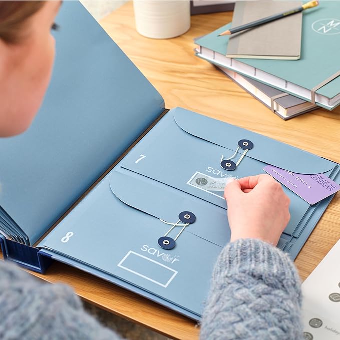 The Folio® Important Document Organizer by Savor | Binder with Guided Labels, Acid-Free File Folder Organizer with 10 Pockets, Document Holder for Home Records, Legal and Medical Papers (Slate)