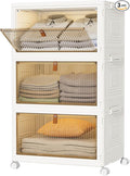Closet Organizers and Storage 23Qt 3 Pack Stackable Storage Bins with 1 Lid Closet Organizer Boxes for Clothes Foldable Storage Box for Clothes/Office Supplies/Snacks (23Qt X 3)