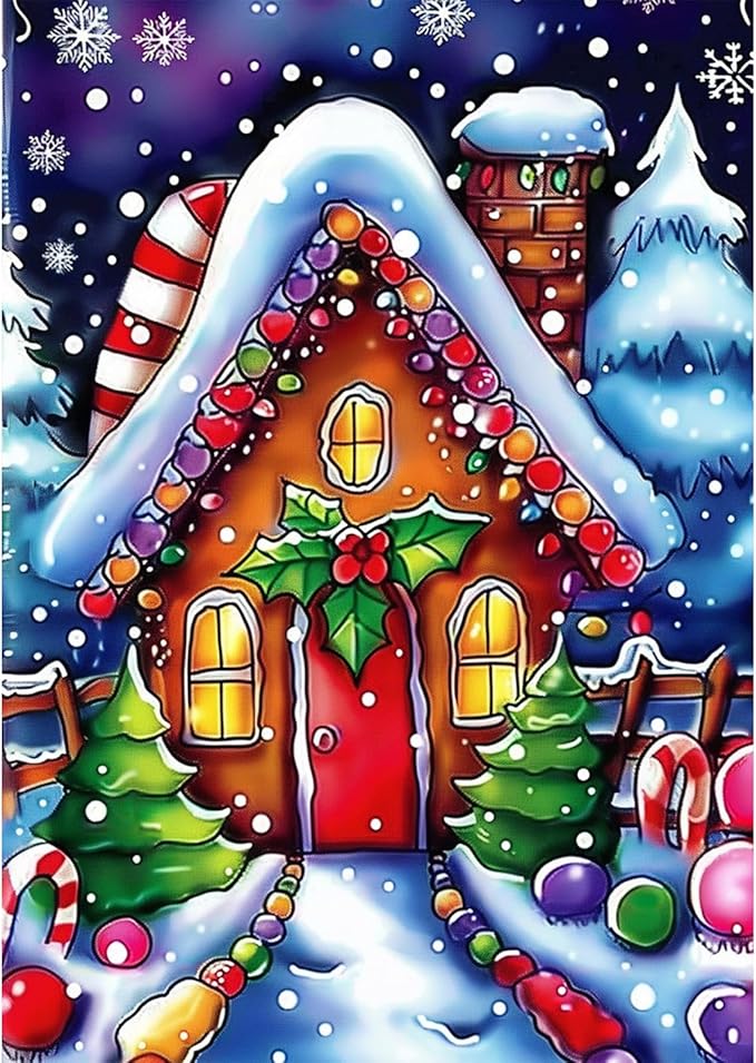 SENQAO Candy House Diamond Art Kits for Adult, Christmas Diamond Painting Kits for Beginners, DIY Full Drill Winter Holdiay Rhinestone Diamond Dots Gem Painting Art Craft Home Decor 12 x16 Inch