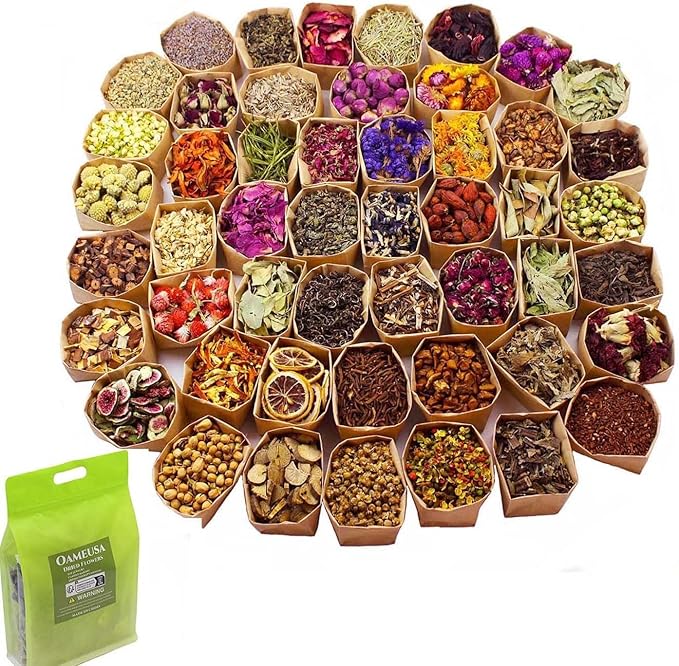 50 Packs Set - Dry Flower Craft Set, Dried Flowers, Dried Plants, Roses, Jasmine, Peonies, Lavender, Forget-me-nots, Witchcraft Kit, Resin Jewelry Making, DIY Candles, Seasonal Decorations
