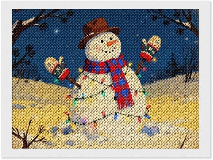 AIVKIEJK Diamond Painting Kits for Adults - Christmas Winter Snowman & Twinkling Painting DIY 5D Full Drill Diamond Dots Paintings with Diamonds Gem Art and Crafts Home Decor 12"x16"