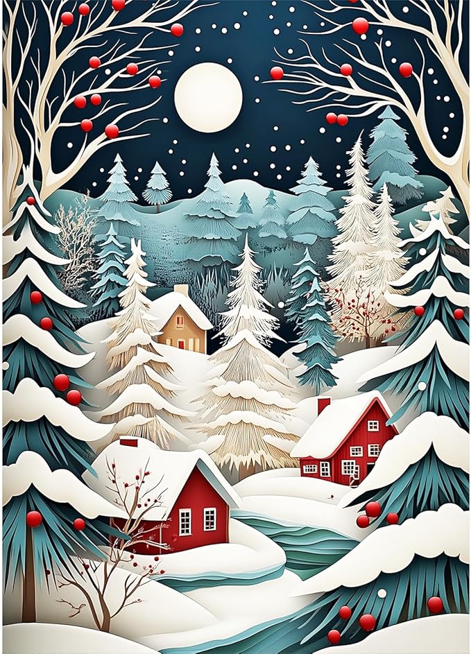 MEIYUDA Christmas Diamond Painting Kits for Adults, 5D Abstract Christmas Tree Diamond Art Kits for Beginners, DIY Gem Art Crystal Painting for Home Wall Decor and Present 12x16inch