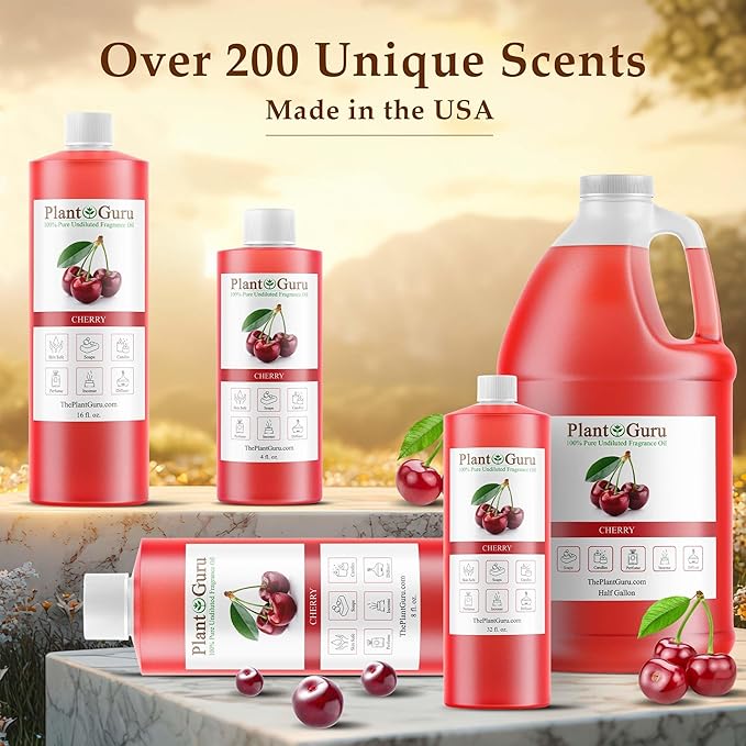 Cherry Fragrance Oil 4 fl. oz. Scented Oil for DIY Soap Making, Candles, Bath Bombs, Body Butters. Used in Aromatherapy Diffusers, Burners and Warmers. Great Addition to Lotions and Creams.