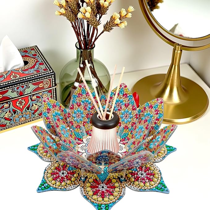 5D DIY Diamond Art Painting PVC Flower Candle Holders Tealight/Tea Light/Votive Candle Holder, for Table Centerpiece Home Décor Party Wedding Dinning-Flower03