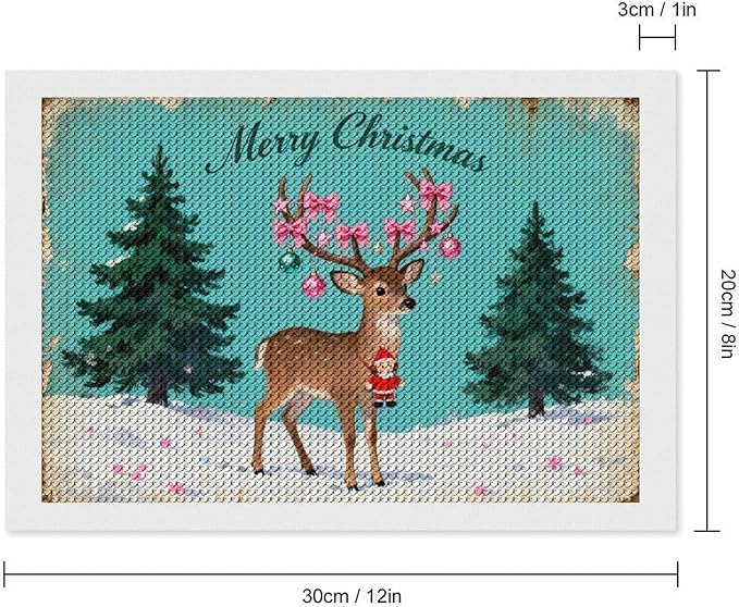 AIVKIEJK Diamond Painting Kits for Adults - Merry Pink Christmas Santa Deer & Tree Painting DIY 5D Full Drill Diamond Dots Paintings with Diamonds Gem Art and Crafts Home Decor 8"x12"