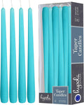 Hyoola Tall Taper Candles - 14 Inch Turquoise Dripless, Unscented Dinner Candle, Paraffin Wax with Cotton Wicks - 12 Hour Burn Time (Pack of 12) - Light Blue