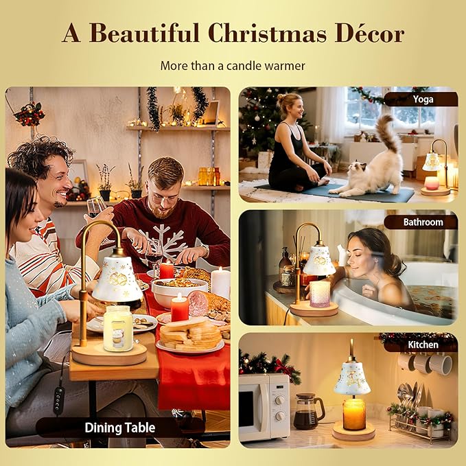 Candle Warmer Lamp with Timer Dimmer：Christmas Decorations Indoor, Birthday Gifts for Women Mom, Vintage Wax Melt Warmer for Jar Candles, Warming Gifts for Office, Dorm, Apartment & New Home Decor