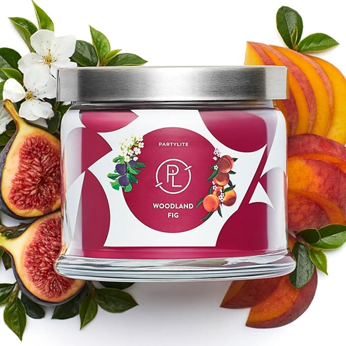 PartyLite 3-Wick Jar Candle, Highly Fragranced Clean Burning Glass Candle, 25-45 Hours Burn Time (Woodland Fig)