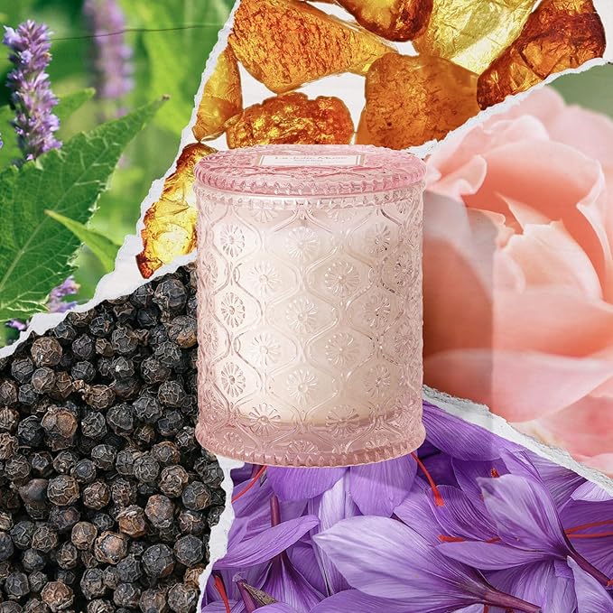 LA JOLIE MUSE Santal Rose Scented Candle – Saffron, Rose & Leather | 6 oz Natural Soy Wax | 40 Hours Clean Burn | Self Care Gifts for Women | Elegant Home Decor