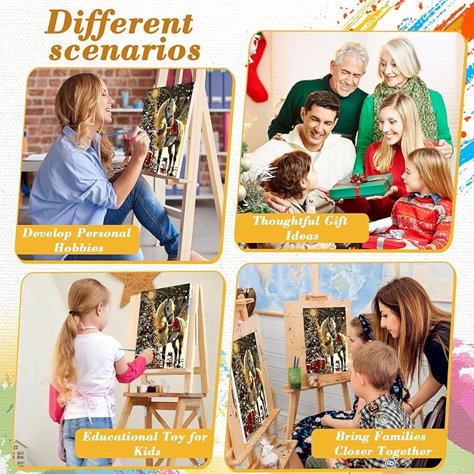 Skyboda Horse Paint by Numbers Kit for Adults Beginners with Frame, Christmas Adult Paint by Number Kits on Canvas, Easy DIY Oil Painting Kits for Home Decor, 8x12in