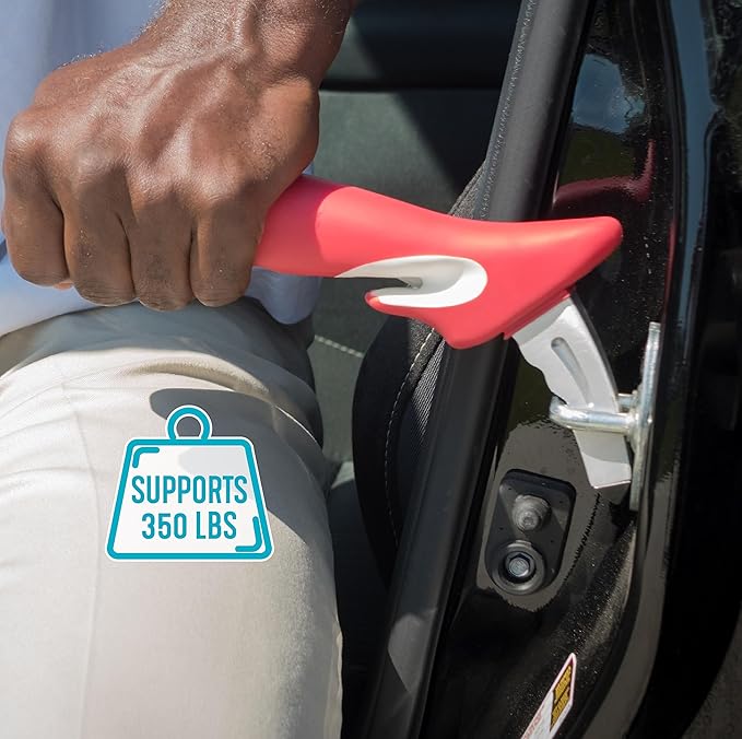 Stander HandyBar, Portable Vehicle Support Handle with Window Breaker and Seat Belt Cutter for Adults, Seniors, and Elderly, Car Door Assist Handle with Non-Slip Grip and Emergency Safety Tools