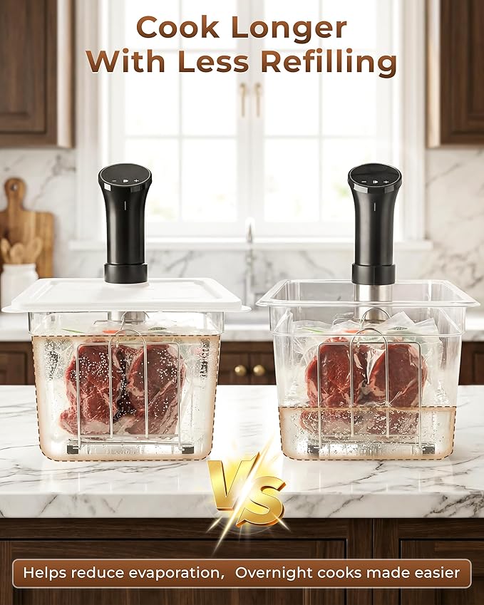 EVERIE 12 Quart Sous Vide Container with Collapsible Hinged Lid + Wobble-Free Stainless Steel Rack Divider— NSF Approved Container, BPA-Free Lid, Compatible with Anova and Instant Pot