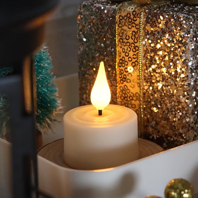 Daord Flameless Rechargeable Tea Lights with Remote Timer Battery Operated Realistic LED TeaLight for Home Wedding Table Halloween Centerpieces Decor (6pcs,with Charging Station)
